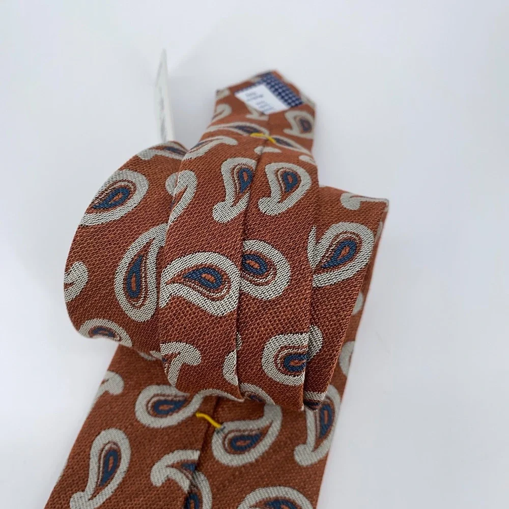 Eton Tie Mens One Size Multi Paisley Silk Classic‎ Luxury Necktie Italy Made NWT